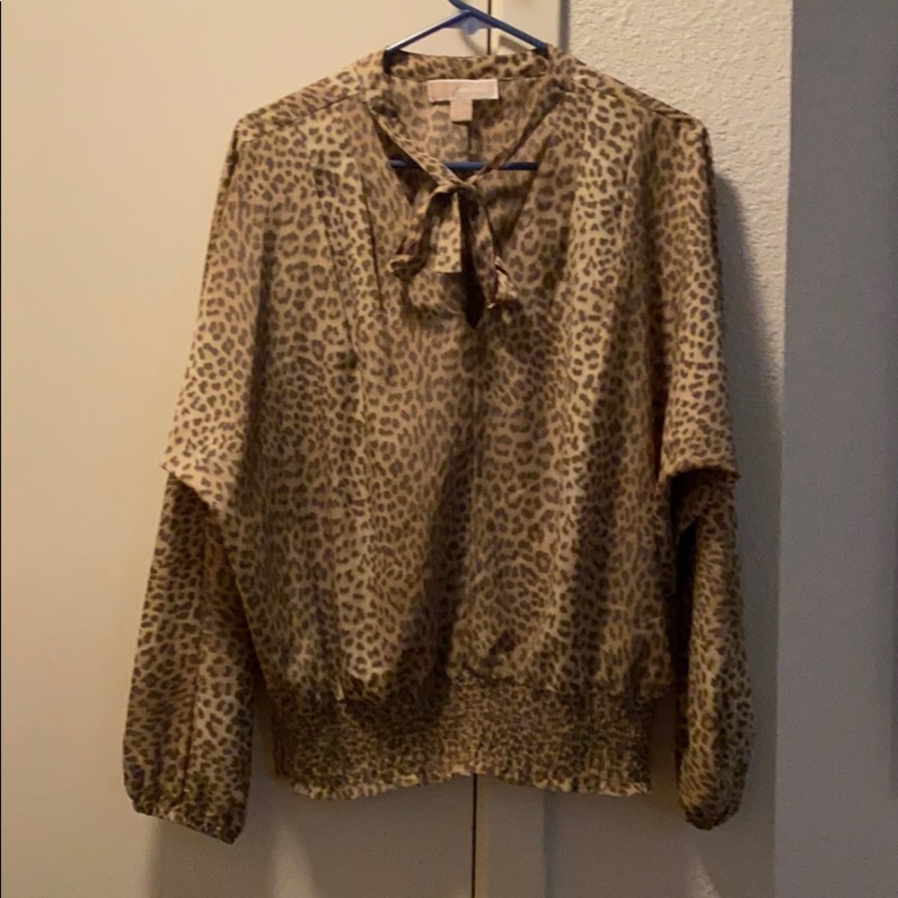 Michael Kors leopard blouse with tie detail
